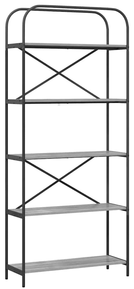 vidaXL Ράφι Βιβλίων Γκρίζο Σονομα 80 x 30 x 183 εκ Επεξεργασμένο ξύλο