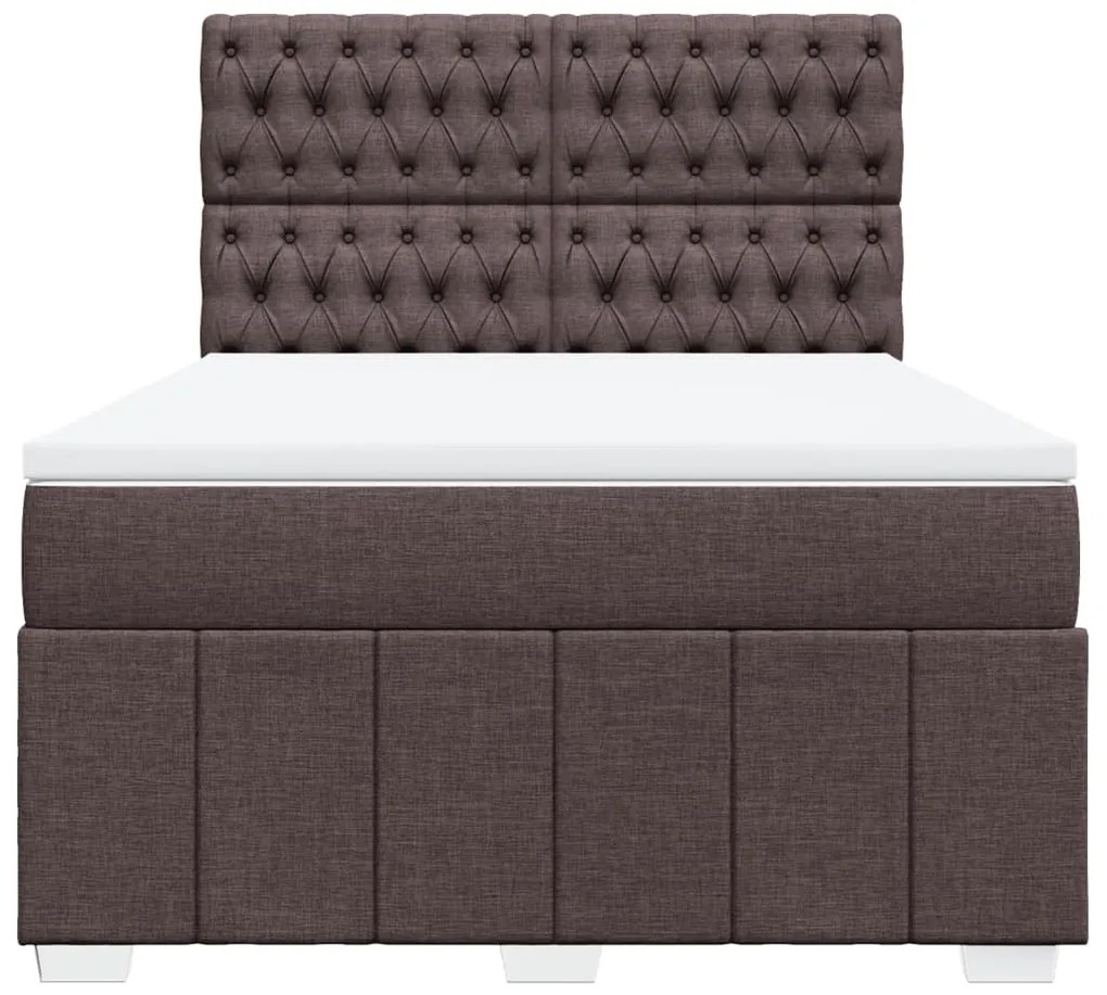 vidaXL Κρεβάτι Boxspring με Στρώμα Σκούρο Καφέ 140x200 εκ Υφασμάτινο