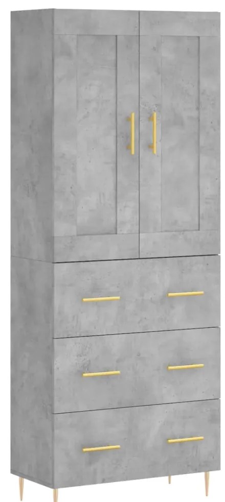 vidaXL Ντουλάπι Γκρι Σκυροδέματος 69,5x34x180 εκ. Επεξεργασμένο Ξύλο