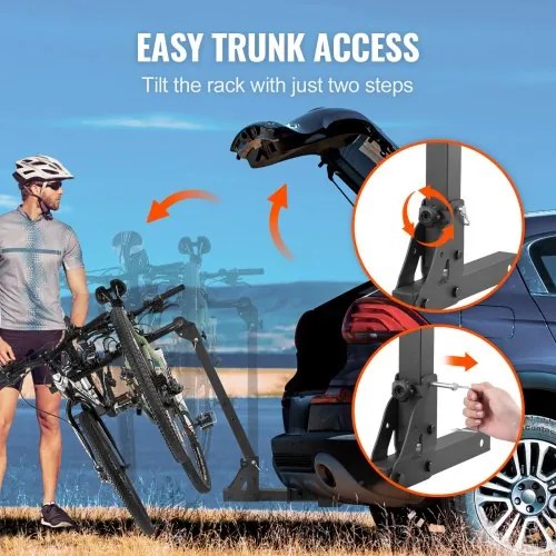 VEVOR Hitch Mount Bike Rack, 4-Bike Carrier Rack, 150 LBS Capacity Bike Rack Hitch for 2-inch Receiver, Titling and Folding Bike Carrier with No-Wobble U Bolt and Strap, for Car, SUV, Truck, RV, Rectangular interface