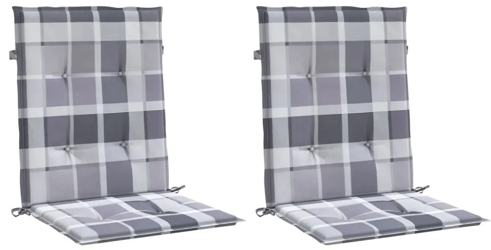 vidaXL Μαξιλάρια Καρέκλας Κήπου Πλάτη 2τεμ Γκρι Καρό 100x50x3εκ Oxford