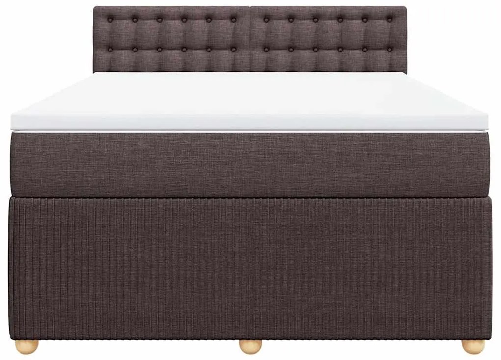 vidaXL Κρεβάτι Boxspring με Στρώμα Σκούρο Καφέ 140x190 εκ. Υφασμάτινο