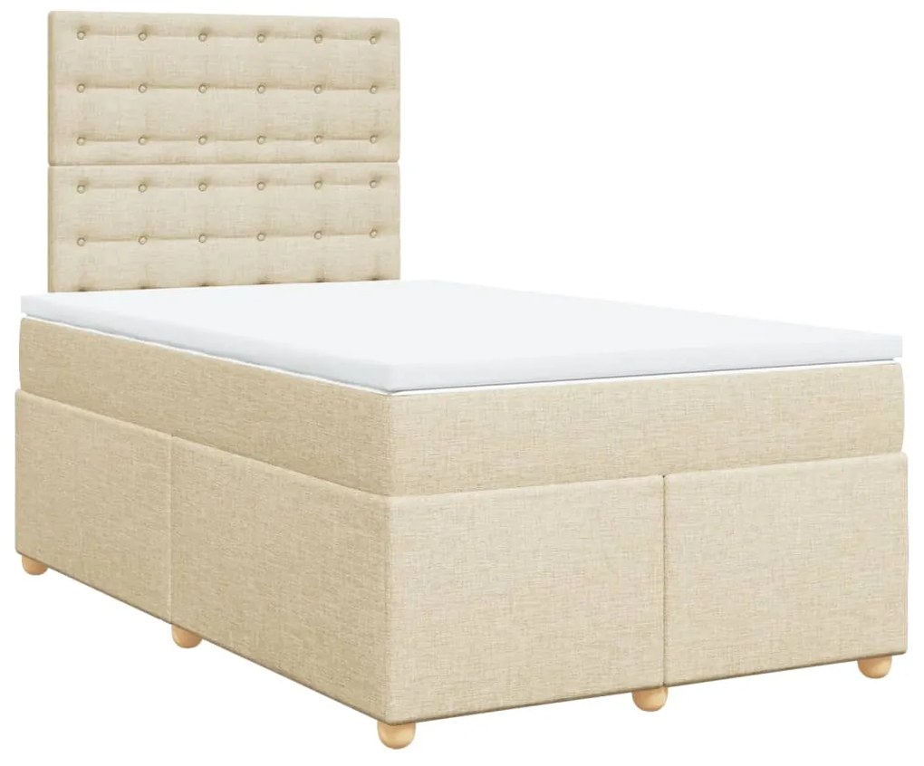 ΚΡΕΒΑΤΙ BOXSPRING ΜΕ ΣΤΡΩΜΑ ΚΡΕΜ 120X190 ΕΚ. ΥΦΑΣΜΑΤΙΝΟ 3291238