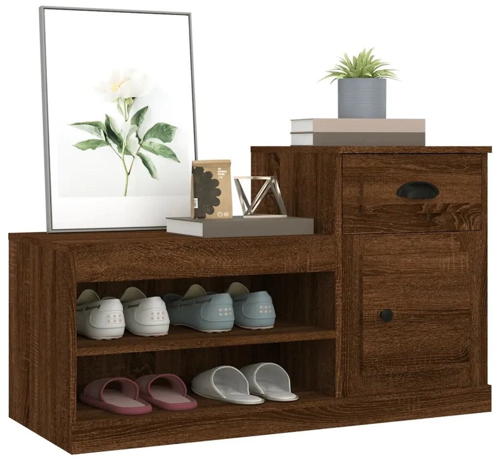 vidaXL Παπουτσοθήκη Καφέ Δρυς 100x42x60 εκ. από Επεξεργασμένο Ξύλο