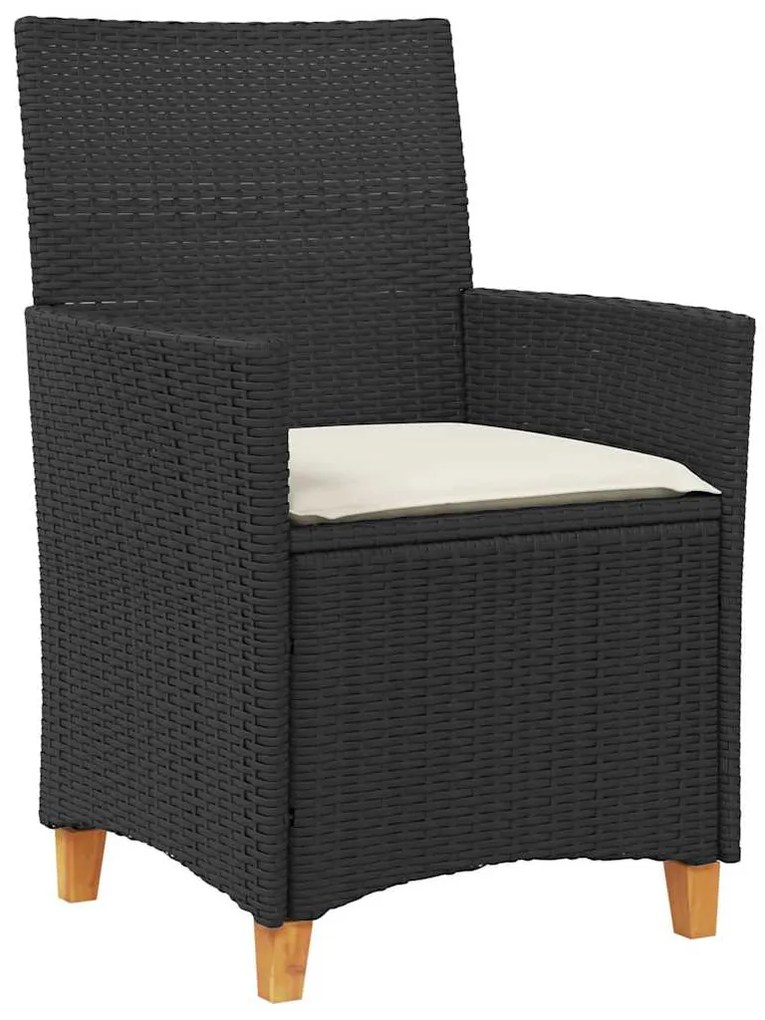 vidaXL Σέτ φαγητού για κήπο 3 pcs Μαύρο συνθετικό ρατάν