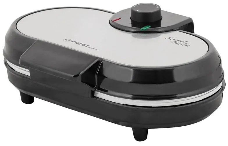 Διπλή Βαφλιέρα FIRST AUSTRIA FA-5305-2 WI, 1000 W, Κεραμικές αντικολλητικές πλάκες, Ρυθμιζόμενος θερμοστάτης, Μαύρος / ανοξείδωτο ατσάλι