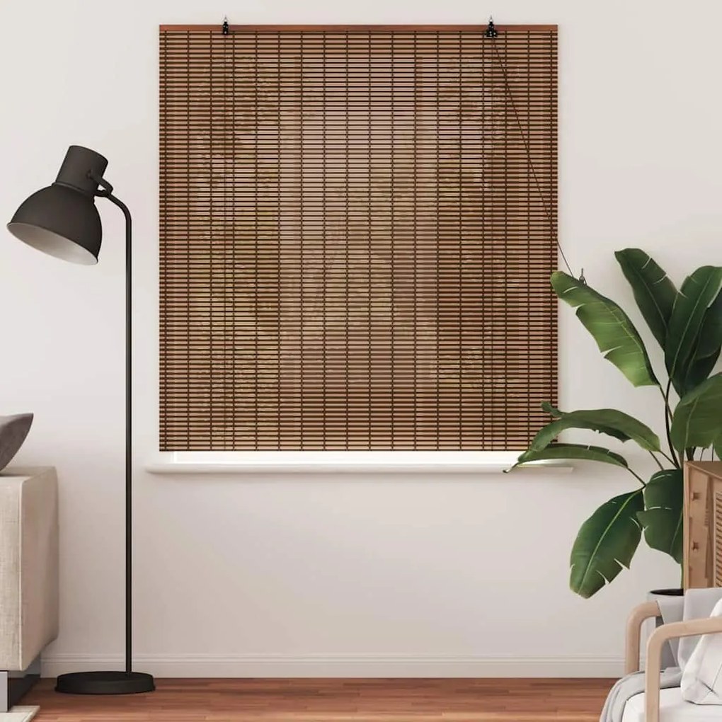vidaXL Ρολό Παραθύρου με κουρτίνες Καφέ 140 x 160 cm Μπαμπού
