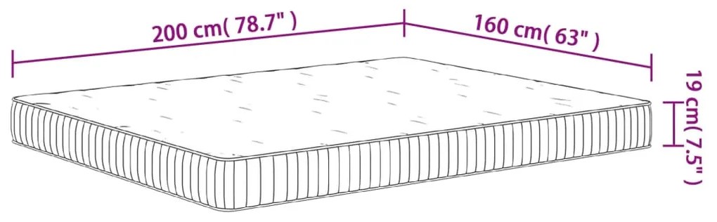 Στρώμα με Pocket Springs Μεσαία Σκληρότητα 160 x 200 εκ. - Λευκό