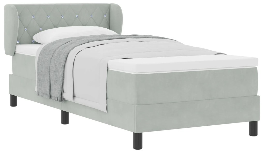 vidaXL Κρεβάτι με Στρώμα Light Grey 90x200 cm από Βελούδο