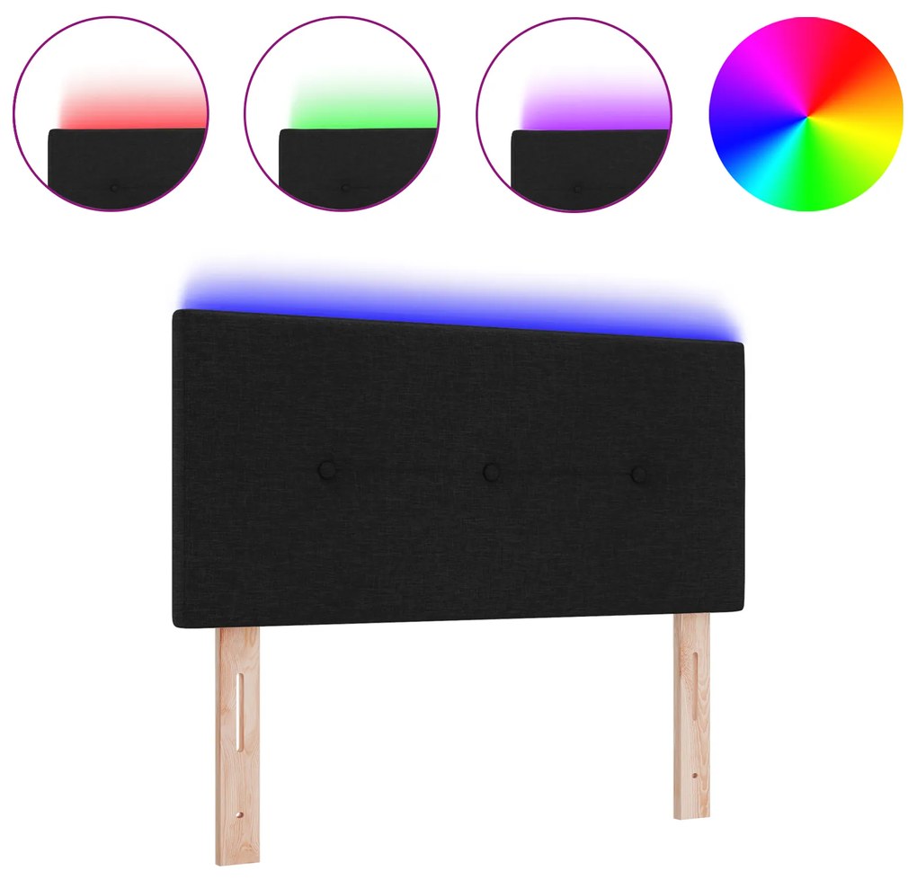 vidaXL Μαύρο Ραμμένο LED Κεφαλάρι 90 cm