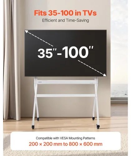 VEVOR Rolling TV Stand Mobile TV Cart Holds Up to 198 lbs for 35-100 In Screens