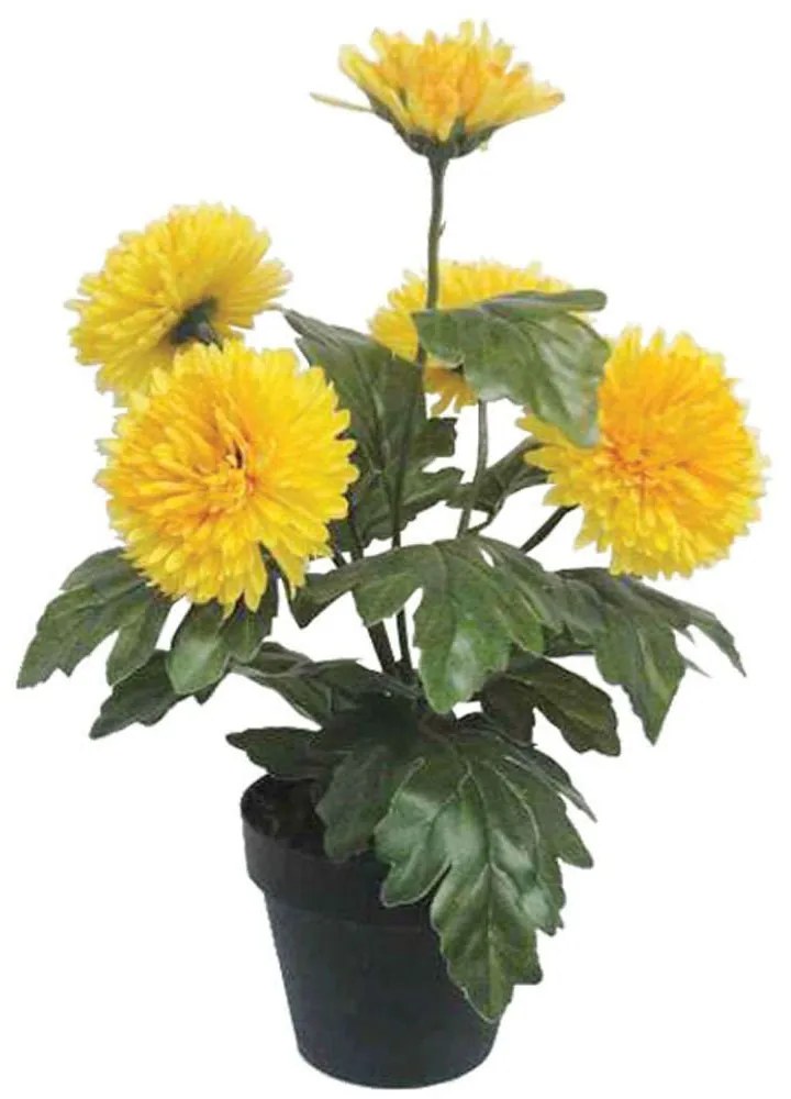 Τεχνητό Φυτό Χρυσάνθεμο Σε Κασπώ 04-00-24186-1 40cm Green-Yellow Marhome Συνθετικό Υλικό