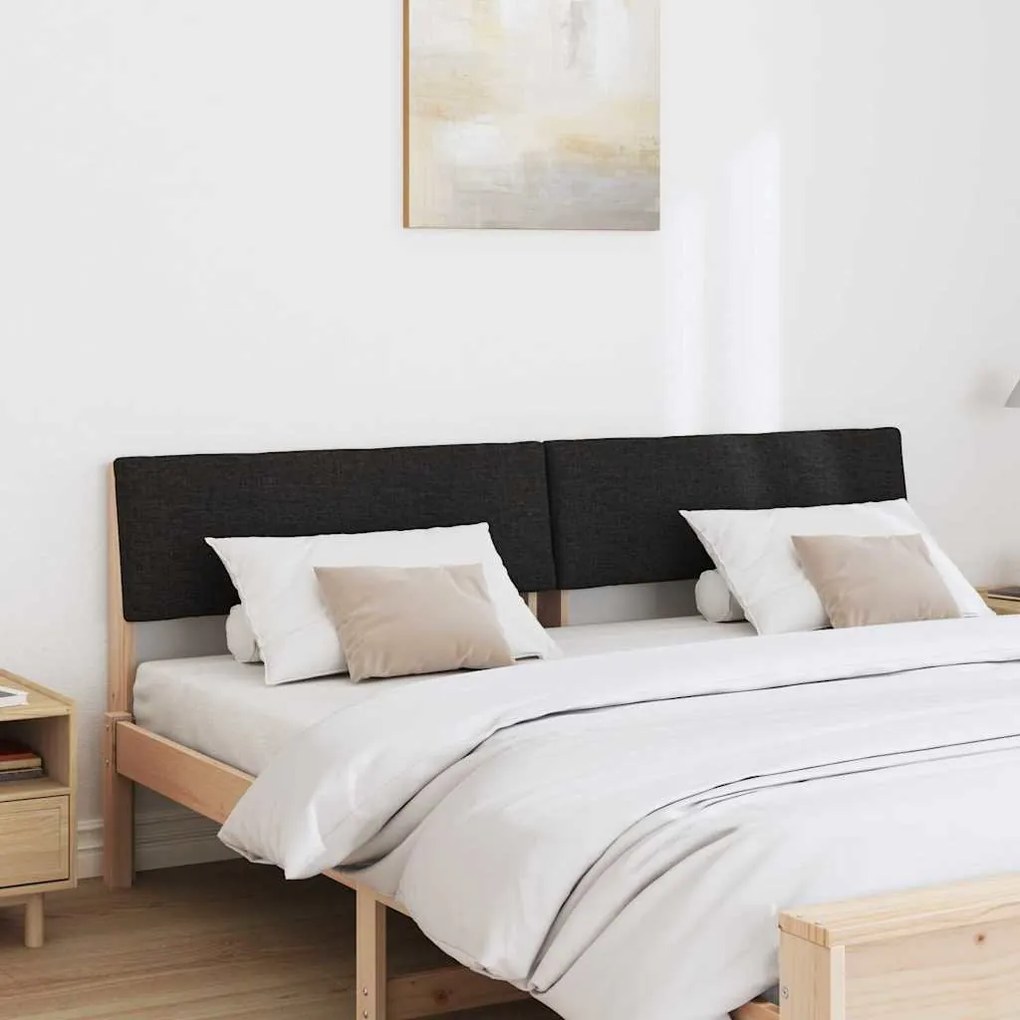 vidaXL Ταπετσαρισμένο κεφαλάρι Μαύρο 200 cm Στερεά ξυλεία πεύκου