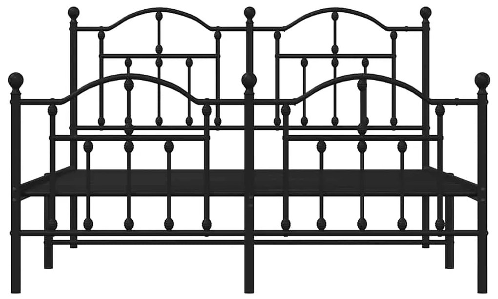 vidaXL Πλαίσιο Κρεβατιού με Κεφαλάρι&Ποδαρικό Μαύρο 135x190εκ. Μέταλλο