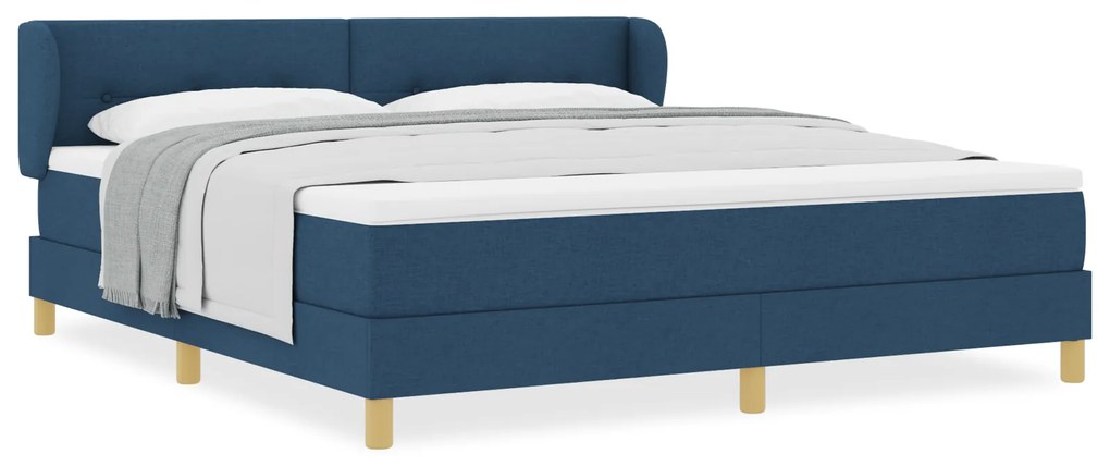 vidaXL Κρεβάτι Box Spring με Στρώμα - Μπλε, 180x200 εκ., Υφάσματα