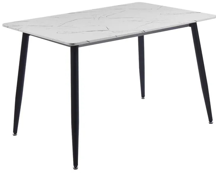 DATUM Τραπέζι Κουζίνας- Τραπεζαρίας, Μέταλλο Βαφή Μαύρο, Mdf Άσπρο Μάρμαρο