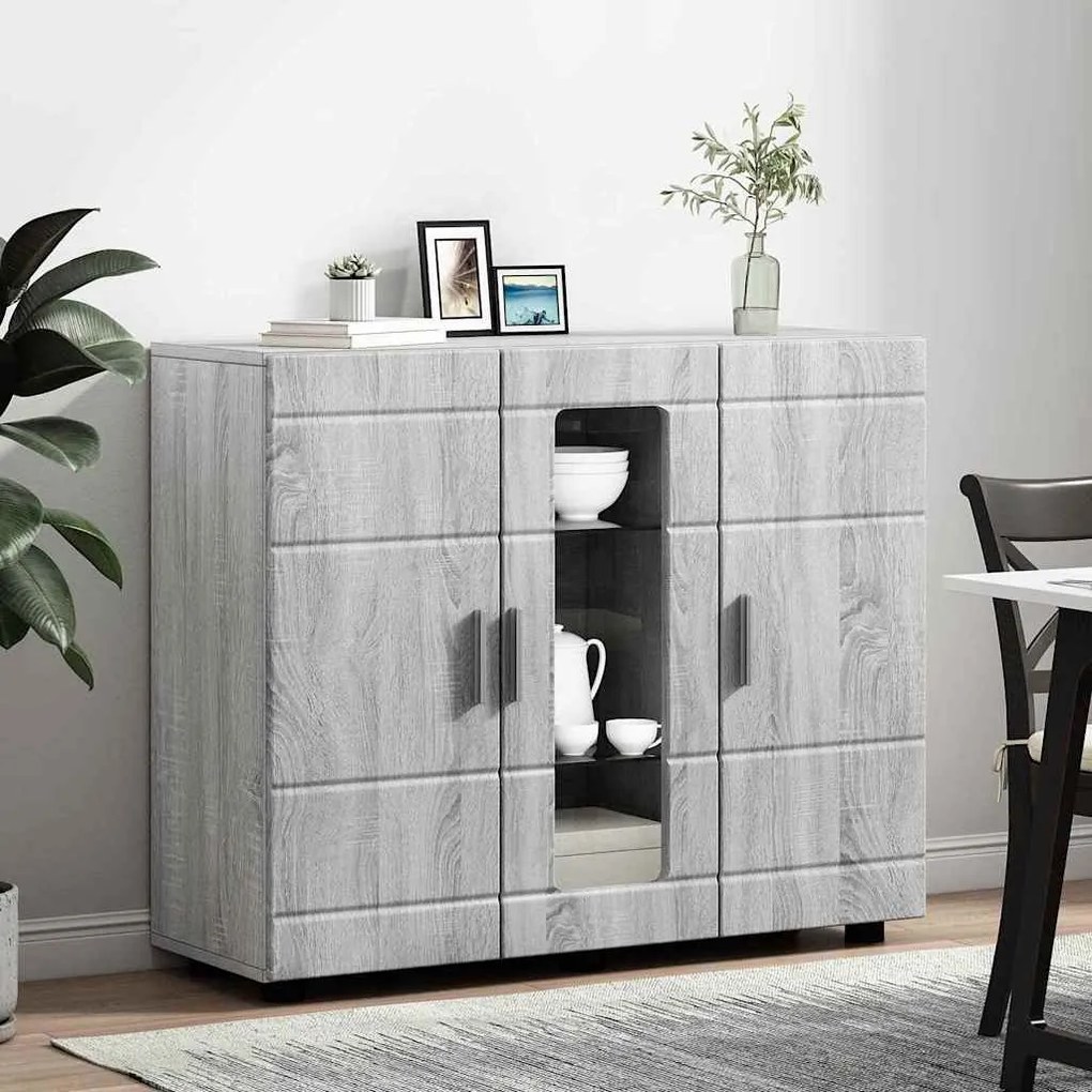 vidaXL Πλαϊνό γραφείο με ράφι με πόρτα Γκρι sonoma 55.5 x 29 x 100 εκ