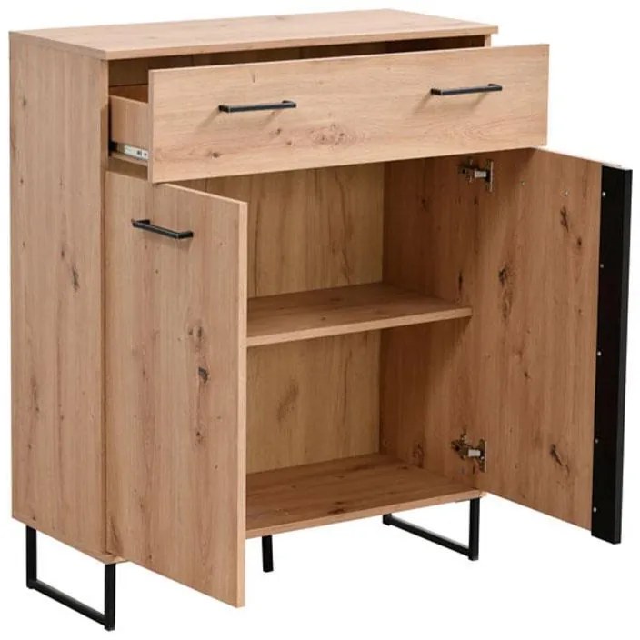 Κομότα - Μπουφές Sardinia 2K1F Artisan Oak - Μαύρο 84,5x35x103,5 εκ. 84.5x35x103.5 εκ.