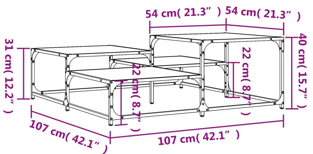 Τραπεζάκι Σαλονιού Sonoma Δρυς 107 x 107 x 40 εκ. Επεξεργ. Ξύλο - Καφέ