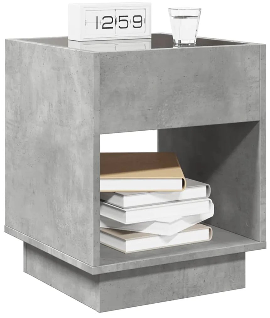 vidaXL Κομοδίνο Άπειρο Φως LED Γκρι Σκυροδέματος 40x40x50 εκ.