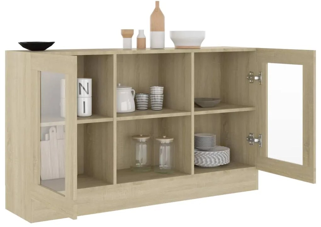 vidaXL Βιτρίνα Χρώμα Sonoma Δρυς 120 x 30,5 x 70 εκ. από Επεξ. Ξύλο