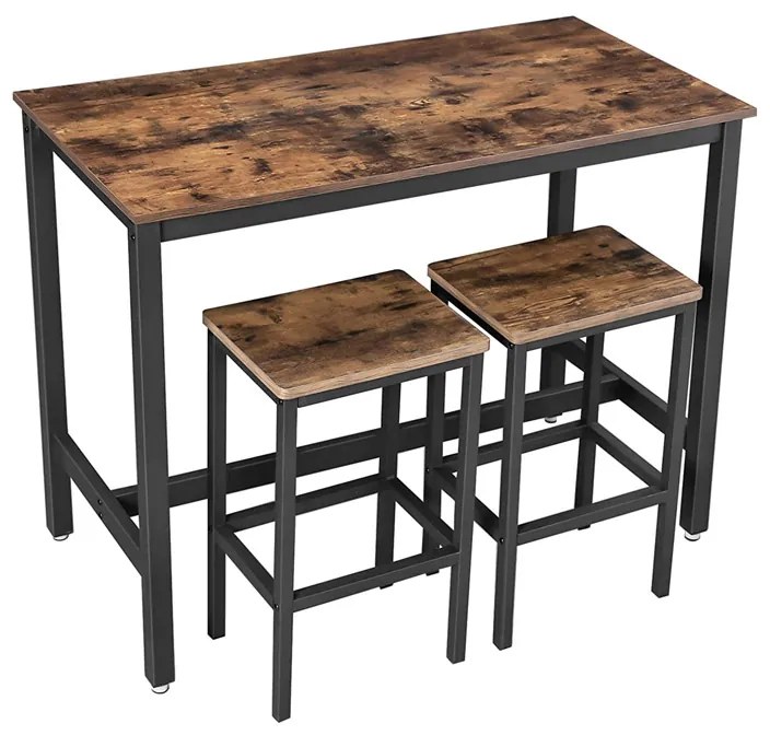 Σετ Μεταλλικό Ορθογώνιο Τραπέζι - Bar 120 x 60 x 90 cm με 2 Σκαμπό VASAGLE LBT15X LBT15X