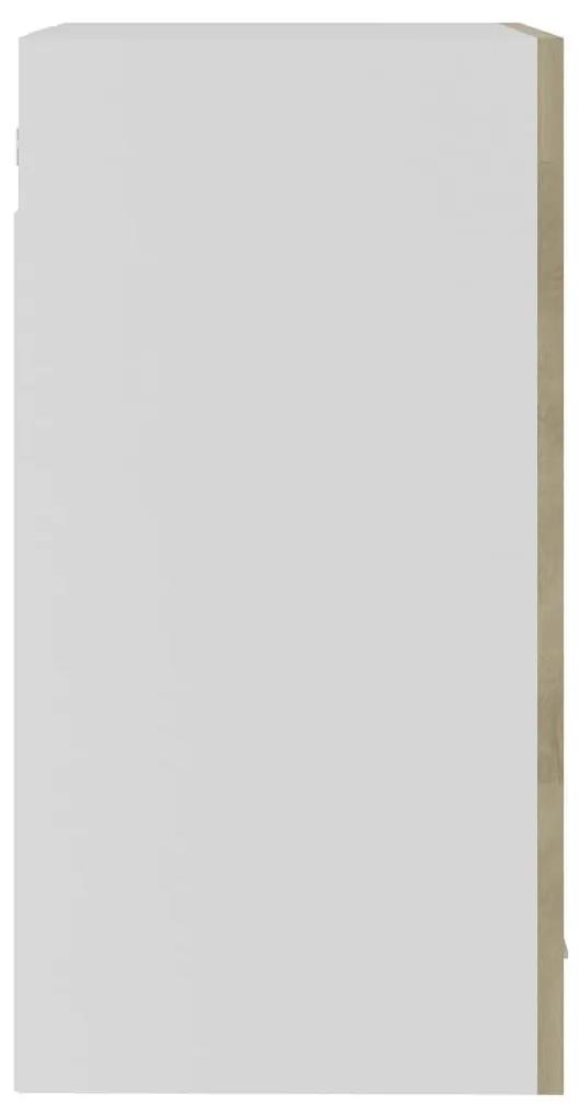 Ντουλάπι Κρεμαστό με Τζάμι Sonoma Δρυς 40x31x60 εκ. Επεξ. Ξύλο - Καφέ