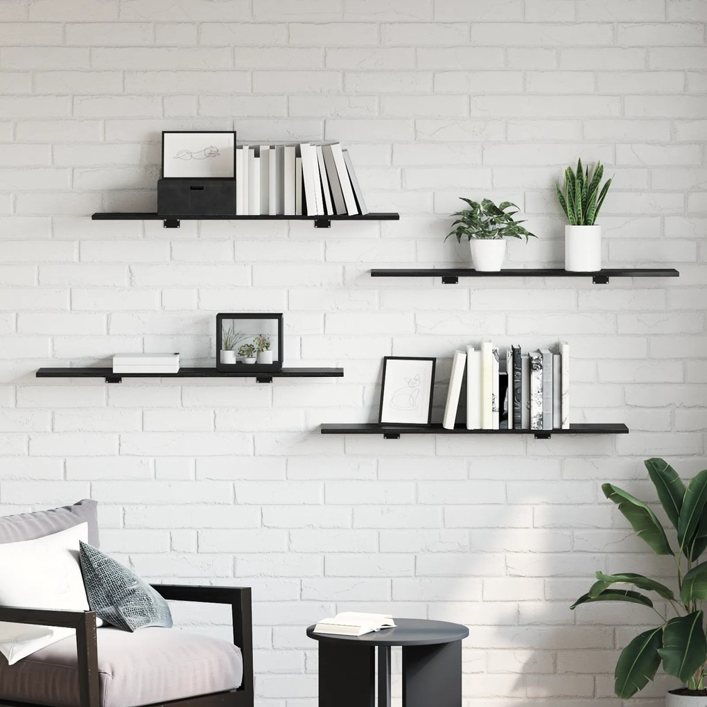 vidaXL Δίσκος Βιβλιοθήκης 4 pcs Μαύρο 100 x 40 x 1.5 εκ. Μοριοσανίδα