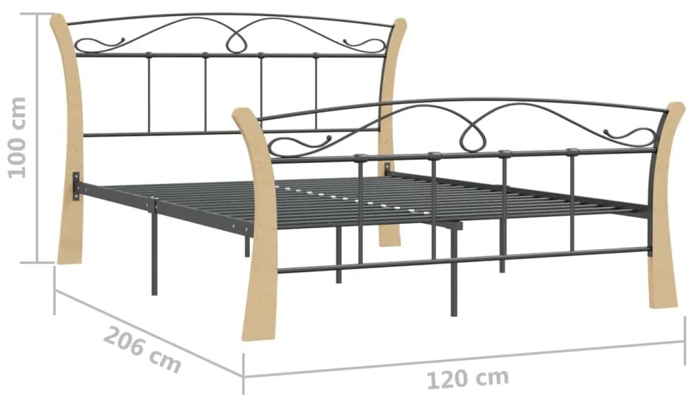 vidaXL Πλαίσιο Κρεβατιού Μαύρο 120 x 200 εκ. Μεταλλικό