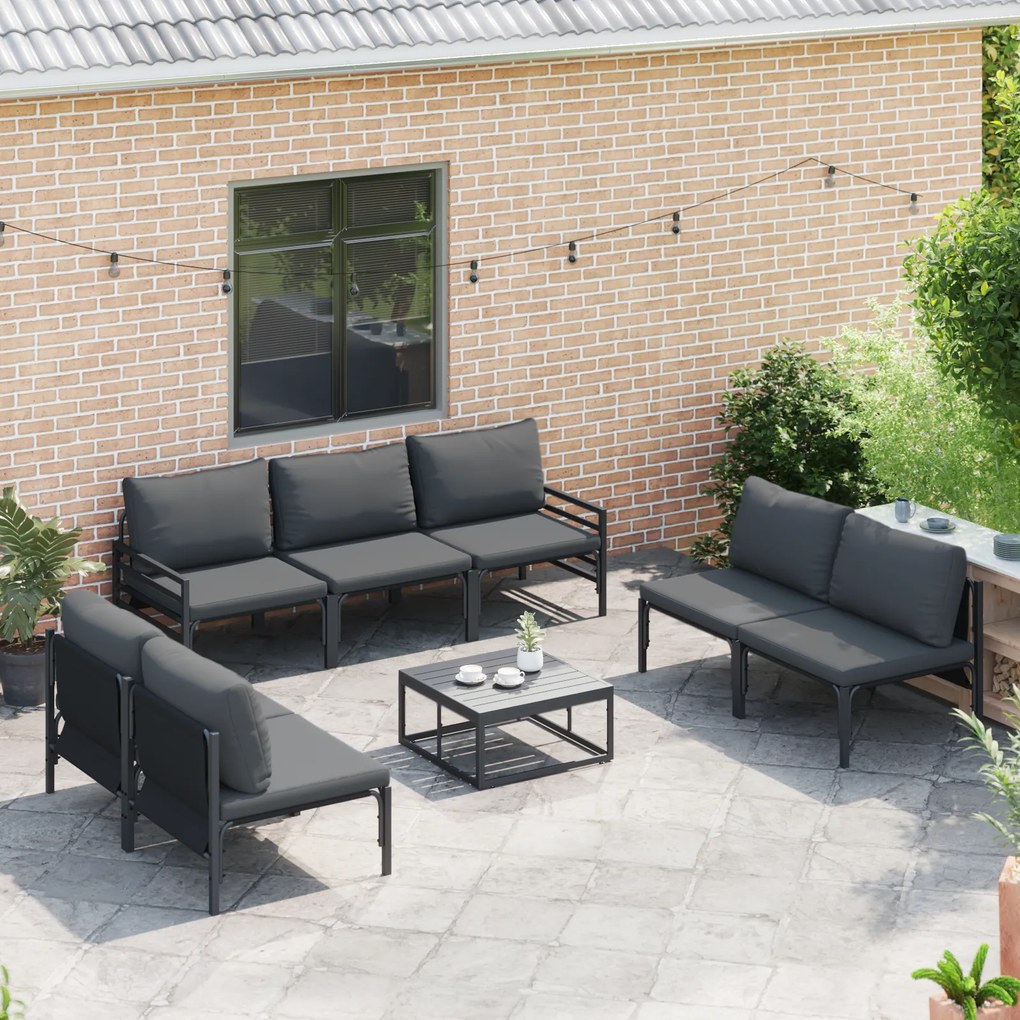 vidaXL Σετ Καναπέ Κήπου 8 pcs Ανθρακί Ατσάλι