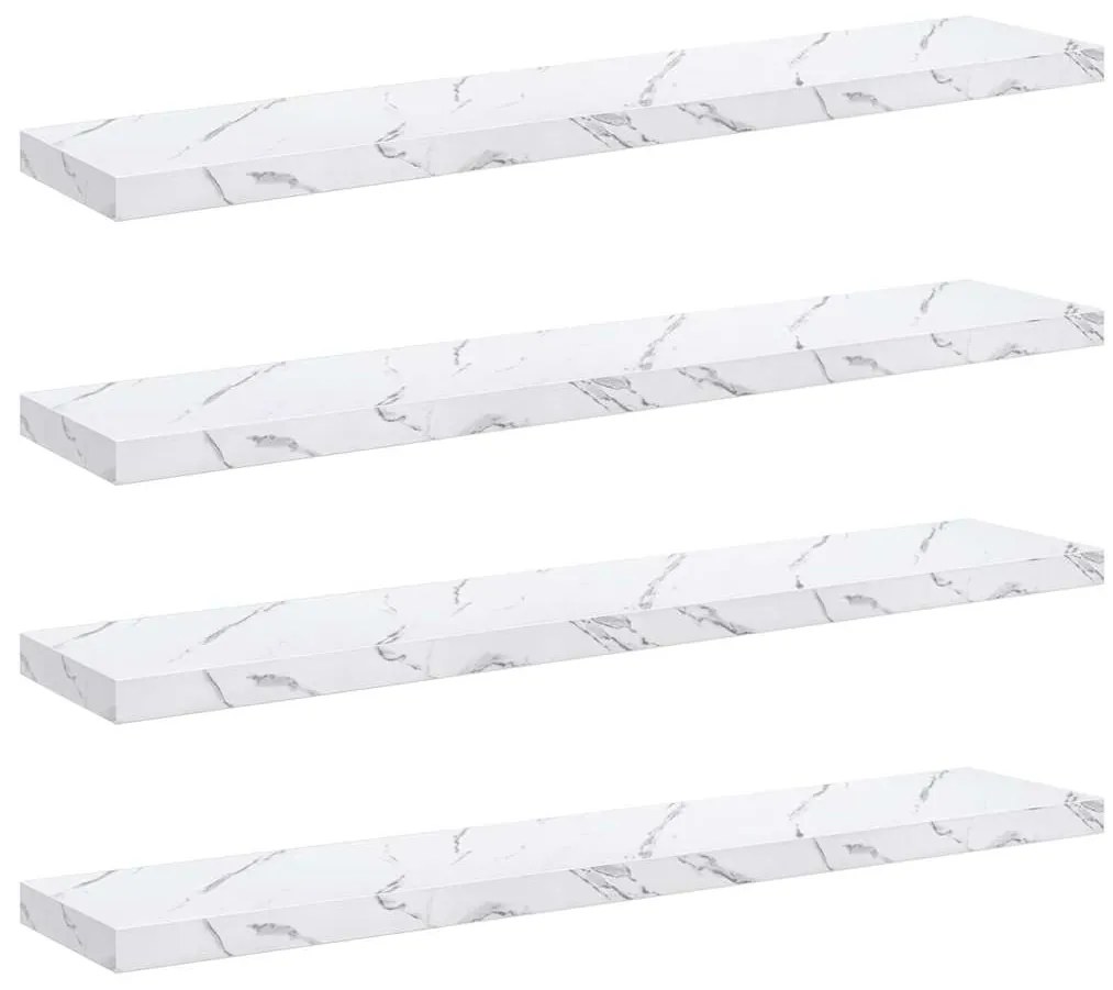 vidaXL Ράφι Τοίχου Επιτοίχιο 4 pcs Λευκό Μάρμαρο 120 x 23,5 x 4 εκ