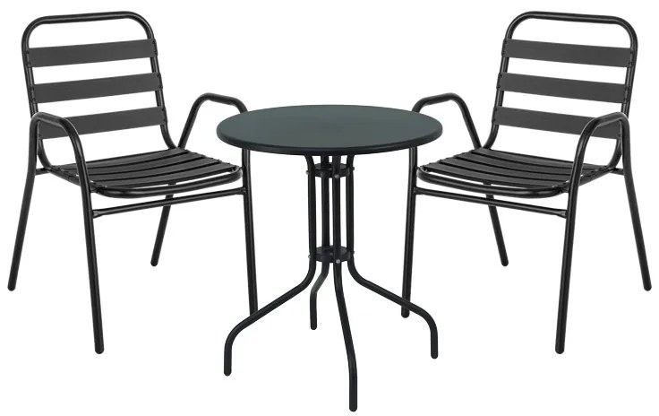 Intrahome Τραπεζαρία Vergo-Sussie Intrahome 3τεμ μαύρο μέταλλο Φ60x70εκ | SKU: INTRAPA-241111240