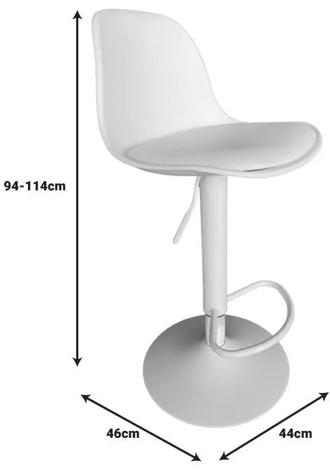 Σκαμπό μπαρ Louser πτυσσόμενο λευκό pp με μαξιλάρι-βάση λευκό μέταλλο 44x46x114εκ 2αδα 44x46x114 εκ.