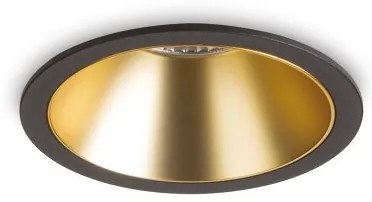 Χωνευτό Σποτ Φωτιστικό Οροφής LED 11W Μαύρο-Χρυσό 3000K Φ8,5cm IP40 Trim Game 192345 Ideal Lux 192345