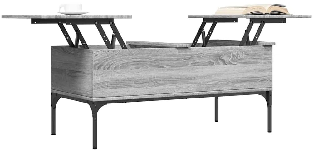 vidaXL Τραπεζάκι Σαλονιού Γκρι Sonoma 100x50x45 εκ Επεξ Ξύλο + Μέταλλο