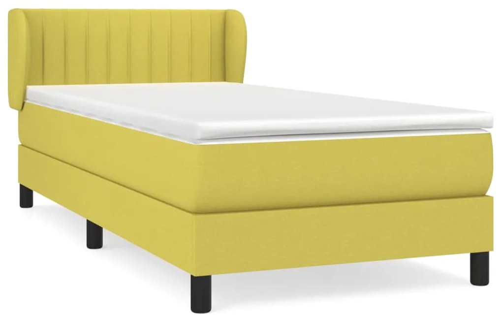 vidaXL Κρεβάτι Boxspring με Στρώμα Πράσινο 100 x 200 εκ. Υφασμάτινο