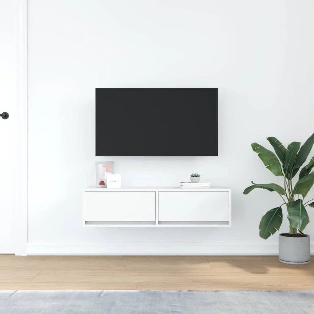 vidaXL Ντουλάπι Τηλεόρασης Λευκό 100x31x25,5 εκ Επεξεργασμένο Ξύλο