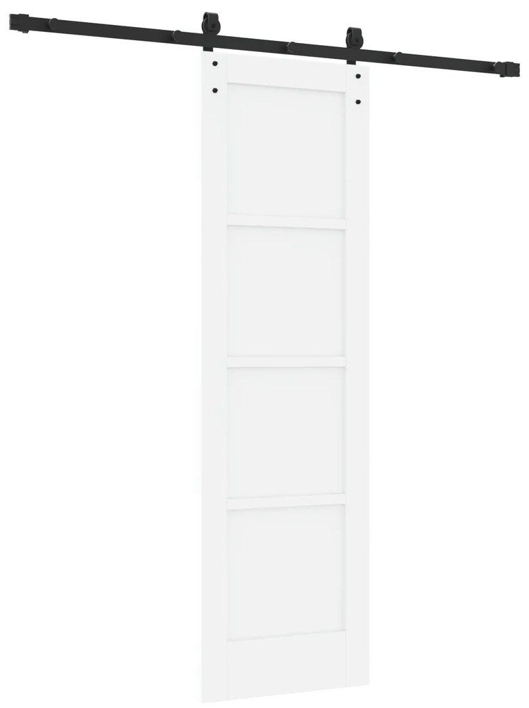 vidaXL Συρόμενη Πόρτα με Σετ Εξαρτημάτων Λευκή 61x198.5 εκ. Συμπαγές Ξύλο Πεύκου