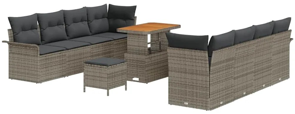 vidaXL Σετ Καναπέ Κήπου με μαξιλάρι 11 pcs Γκρι 90 x 55 x 71 cm