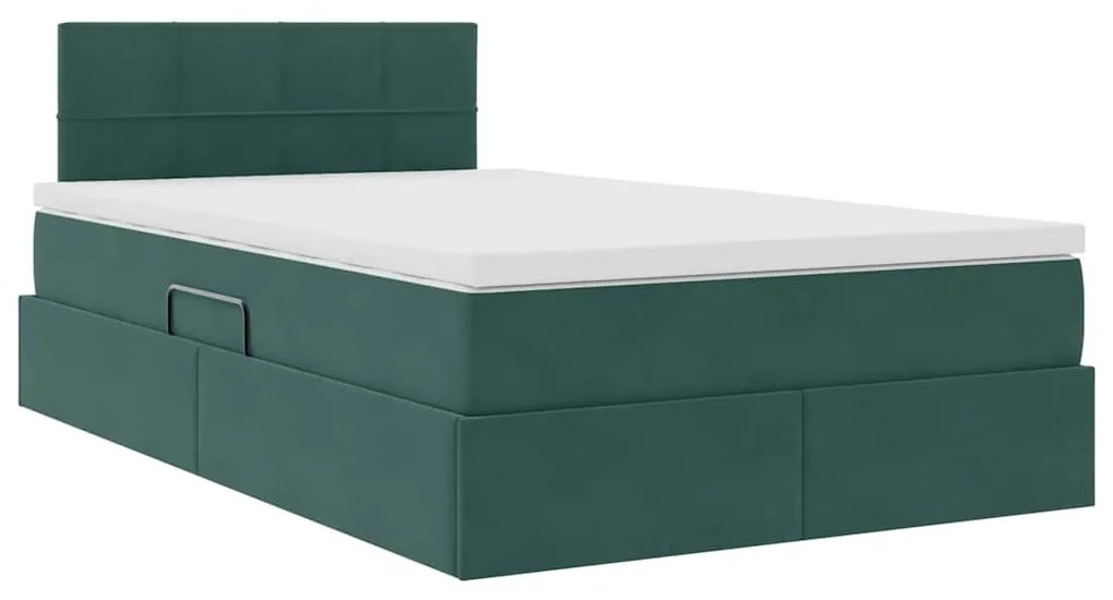 vidaXL Κρεβάτι με αποθηκευτικό χώρο και LED με στρώμα Σκούρο Πράσινο