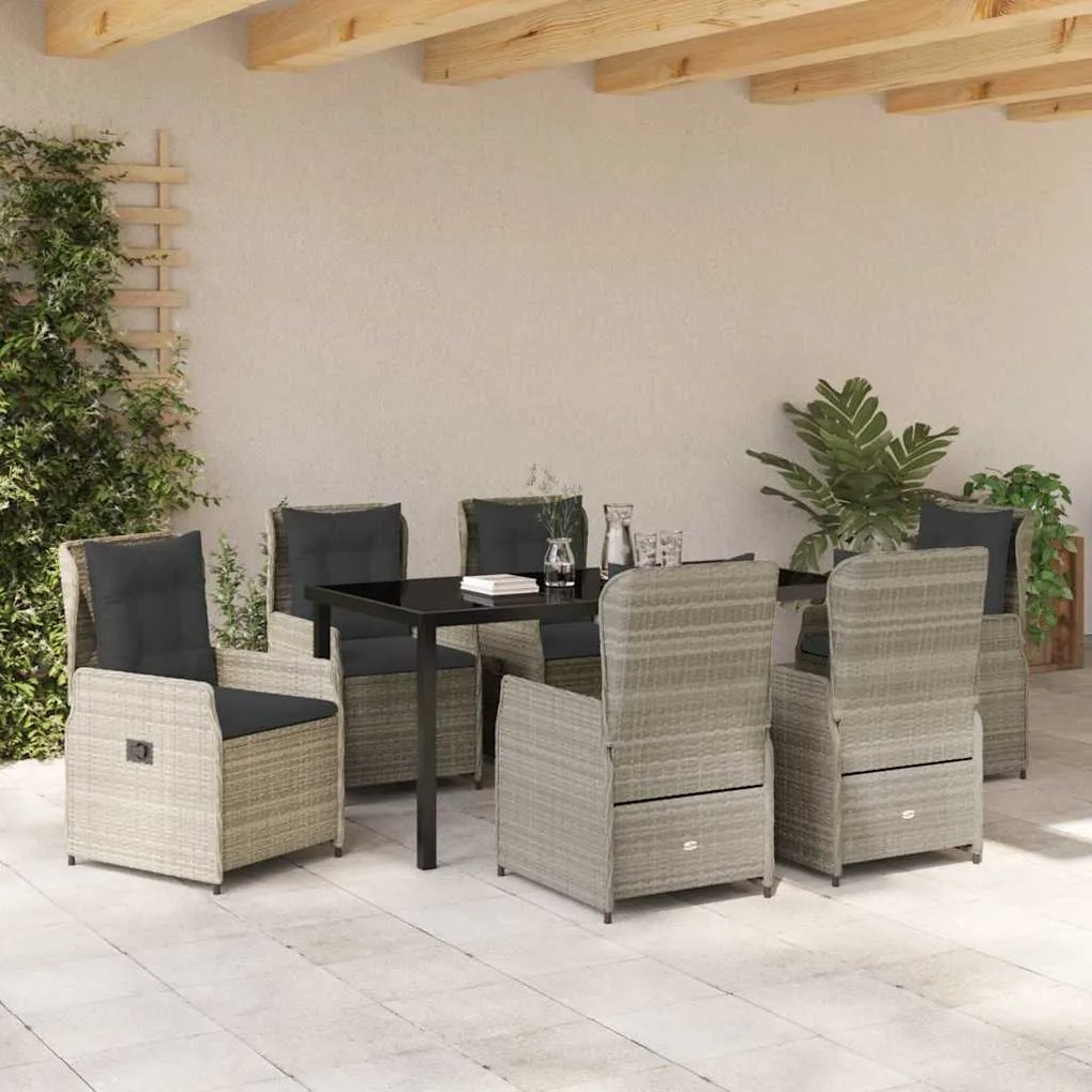 vidaXL Σέτ φαγητού για κήπο 7 pcs Ανοιχτό γκρι συνθετικό ρατάν