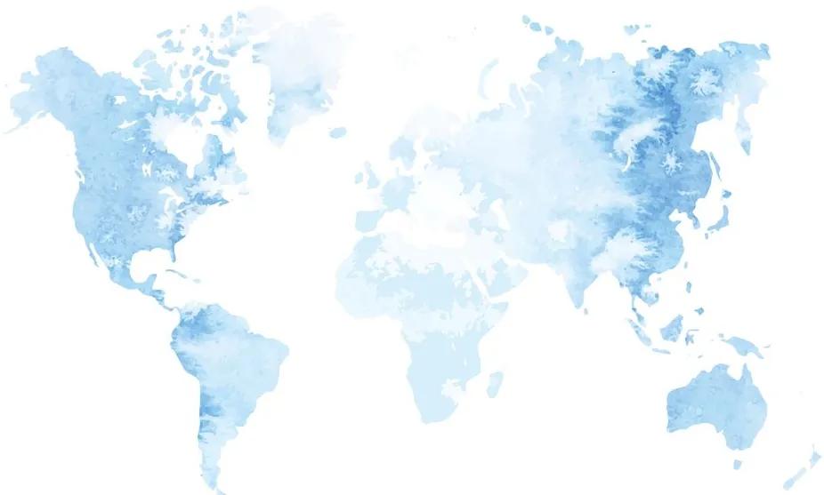 Εικόνα στον παγκόσμιο χάρτη ακουαρέλας από φελλό σε γαλάζιο χρώμα - 120x80  smiley