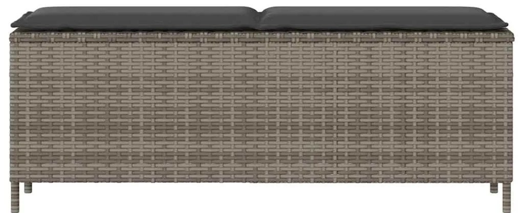 vidaXL Πάγκος κήπου με μαξιλάρι γκρι 110x30x40,5 cm Poly Rattan