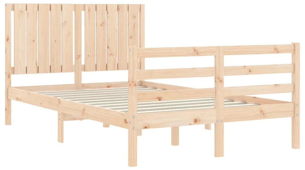vidaXL Πλαίσιο Κρεβατιού με Κεφαλάρι από Μασίφ Ξύλο Small Double