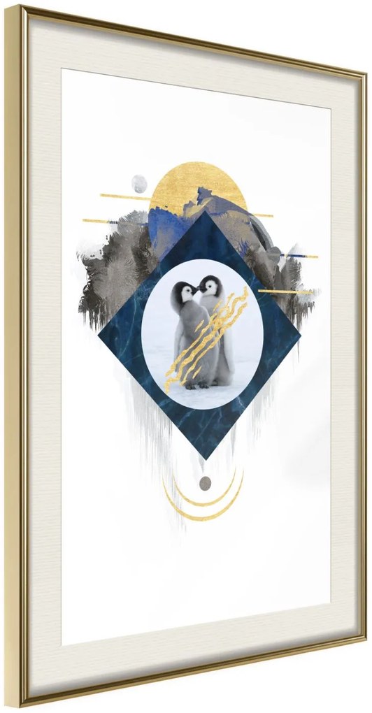 Αφίσα - Little Penguins - 20x30 - Χρυσό - Με πασπαρτού