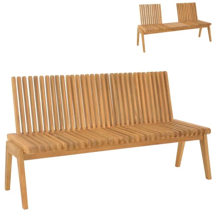 Παγκάκι Jey teak ξύλο σε φυσική απόχρωση 150x45x40εκ 150x57.5x80 εκ.