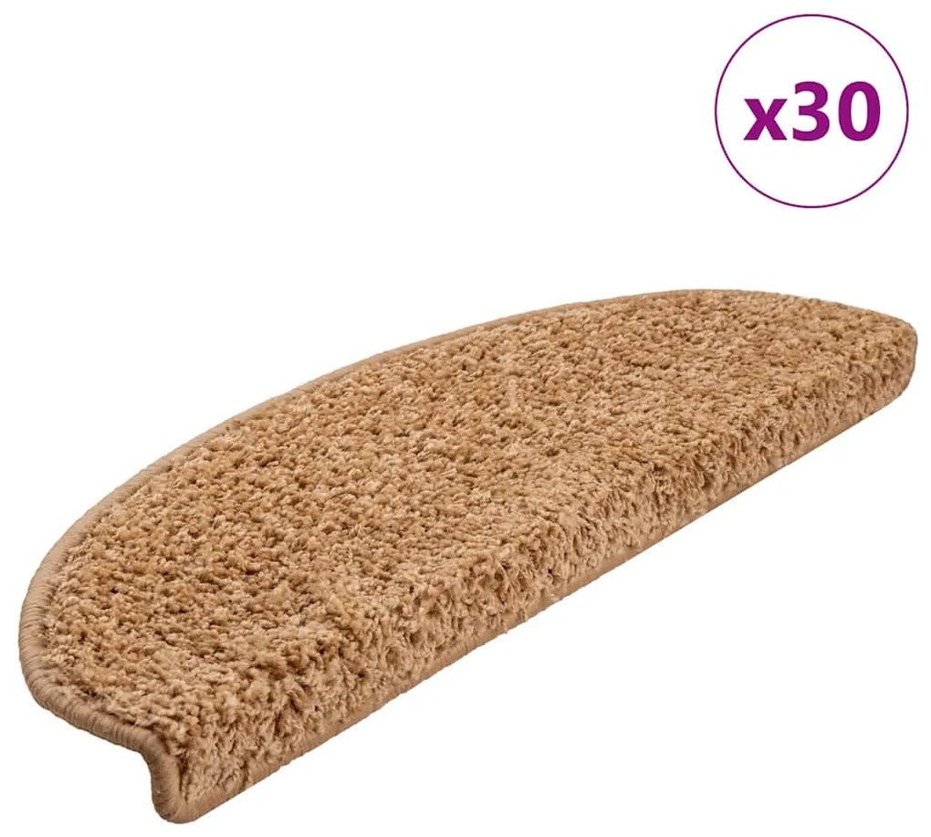 Πατάκια Σκαλιών 30 τεμ. Μπεζ Ημίστρογγυλά Μεγάλα 65x21x4 εκ.