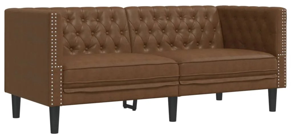 vidaXL Καναπές Chesterfield 2-θέσιος Καφέ δέρμα Faux Suede καφέ