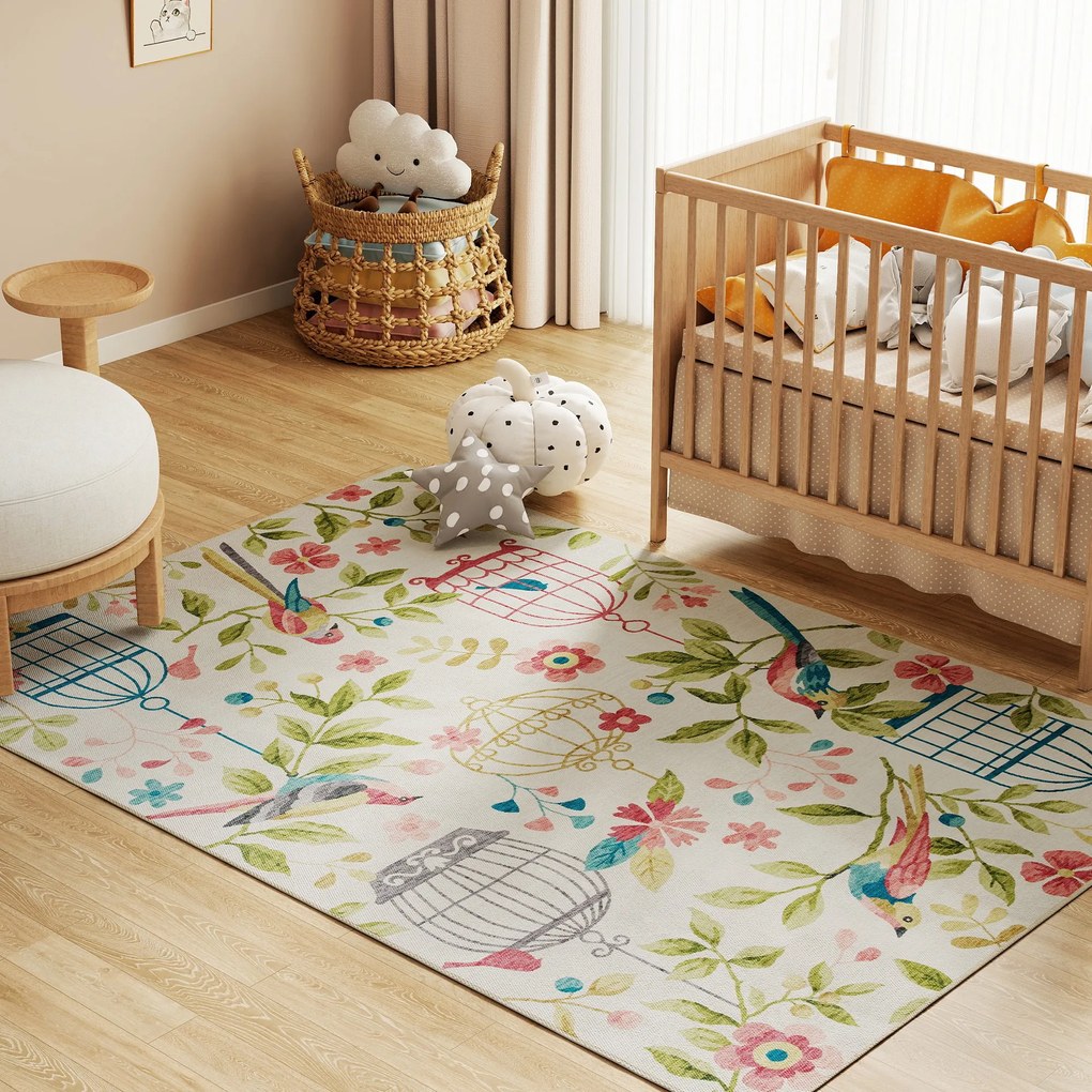 HOMCOM Χαλί, Πολυλειτουργικό, Πολυεστέρας, Εύκολη Φροντίδα, Αντιολισθητικό, Πολύχρωμο