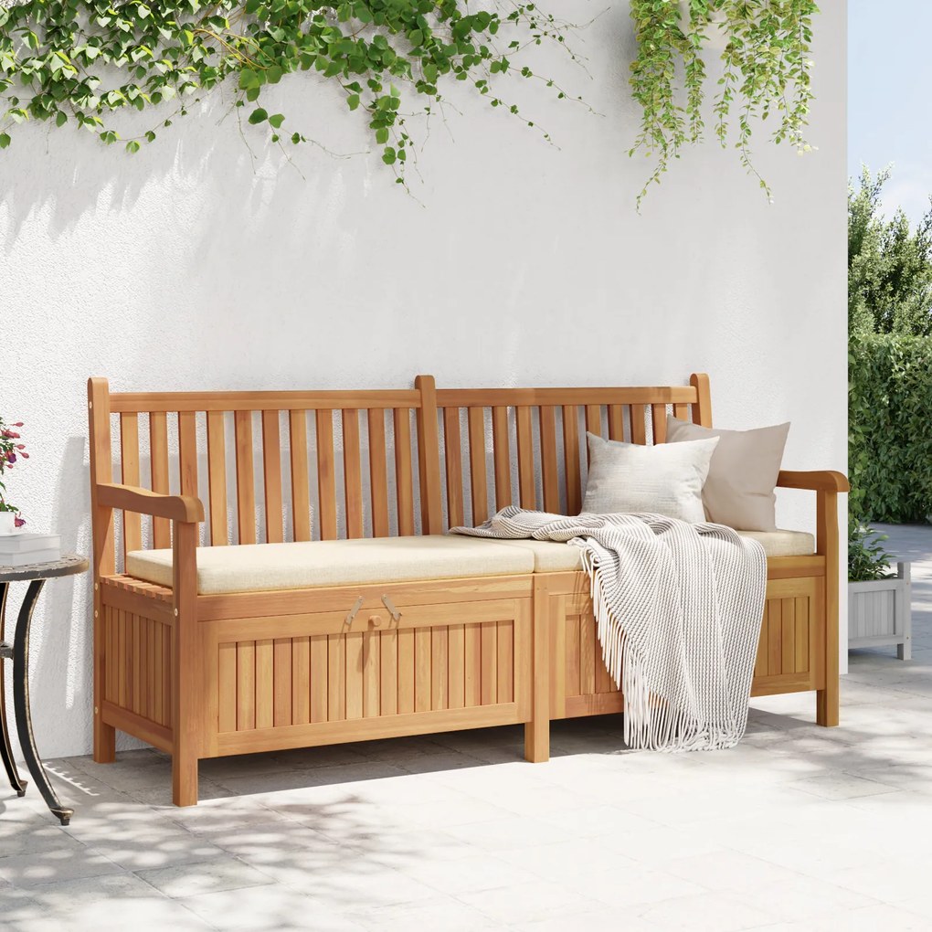 vidaXL Πάγκος Αποθήκευσης Κήπου Καφέ 180 x 60 x 90 εκ Μασίφ ξύλο teak
